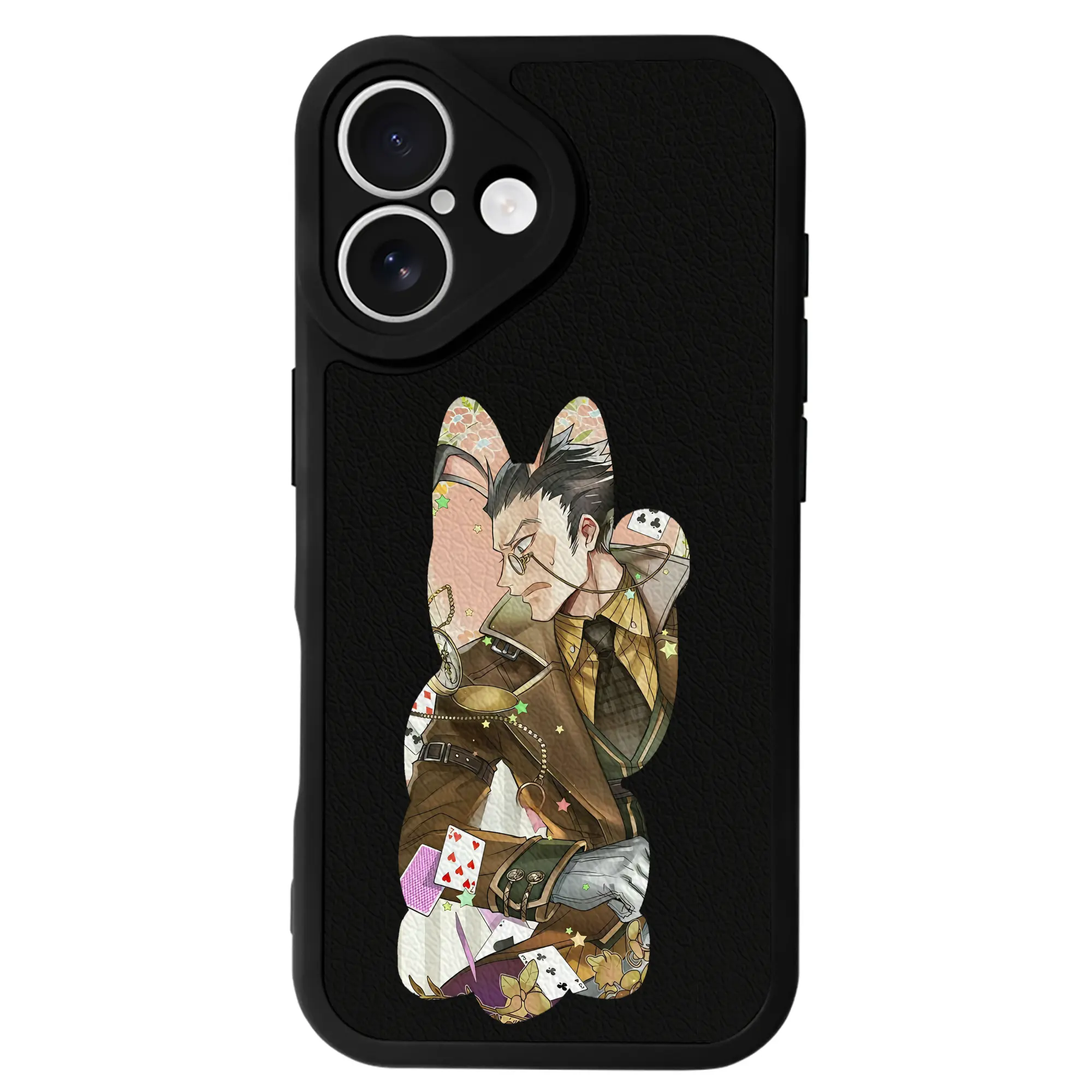 ハンター×ハンター グッズ レオリオ＝パラディナイト - IPhone 16シリーズ対応 ・ シリコンスマホケース ・ レザー調 ・ 高精度フィット ・ 耐衝撃 ・ ワイヤレス充電対応 ・ 精密カット